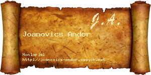 Joanovics Andor névjegykártya